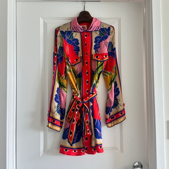 Farm Rio Surreal Scarf Print Shirtdress - Picture 4 of 10